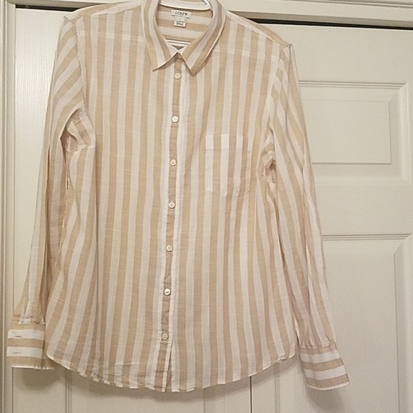J. Crew Tops - Tan and White Striped Shirt